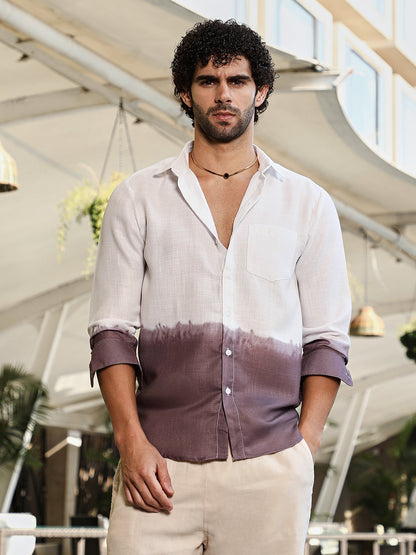 Ombre-Plunge Regular Shirt