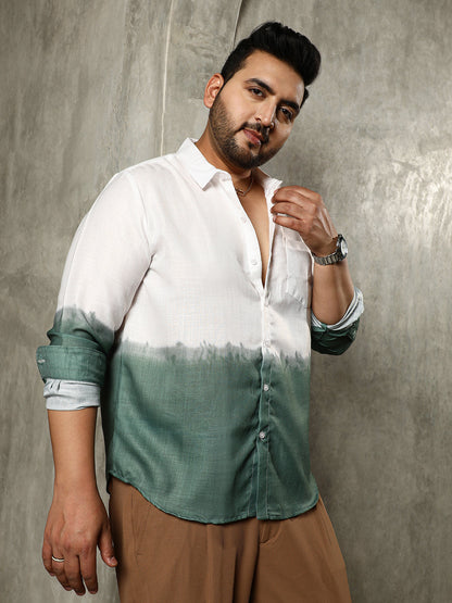 Ombre-Plunge Regular Shirt