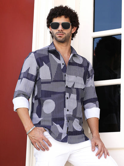 Geometric-Overflow Regular Shirt