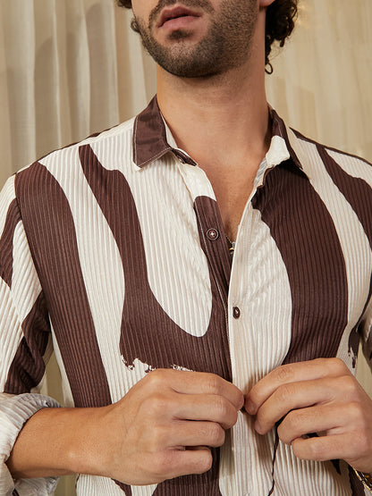 Contour-Lines Pleated Shirt