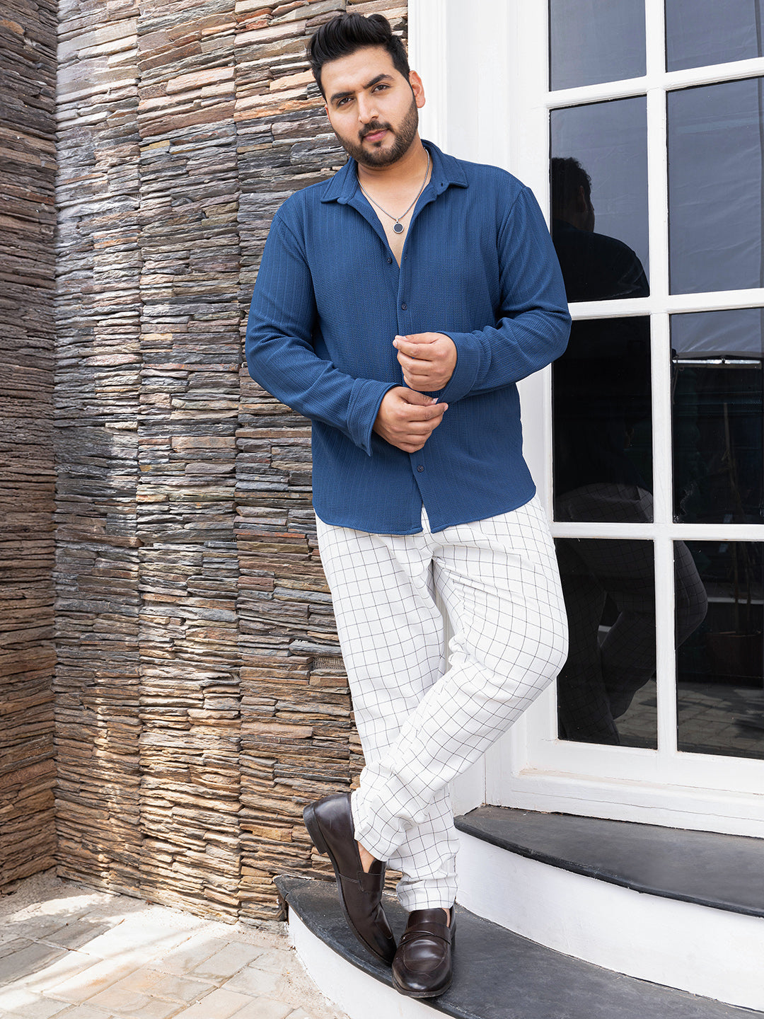 Chevron-Panel Tactile Shirt
