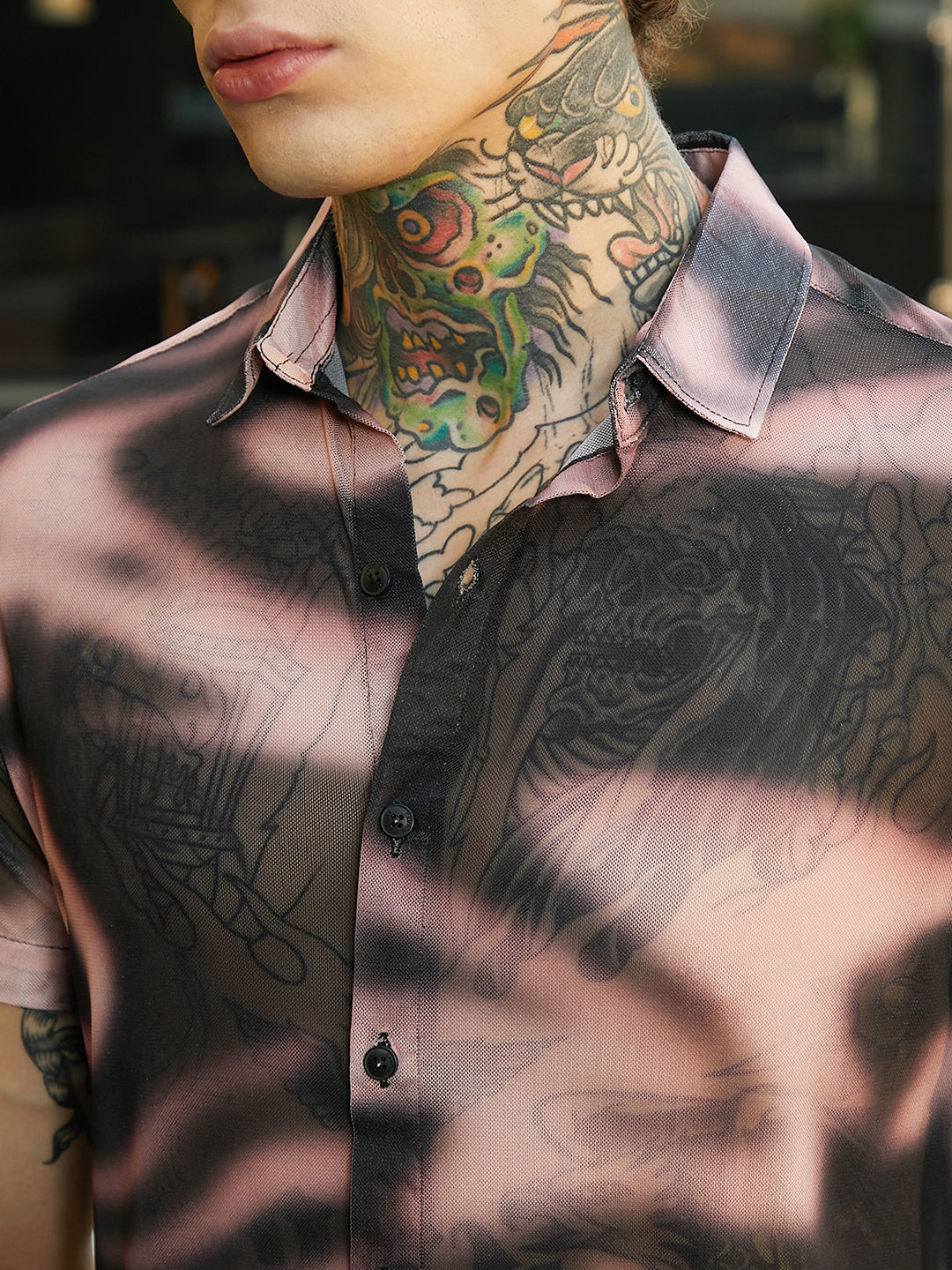 Blurred-Mesh Shirt