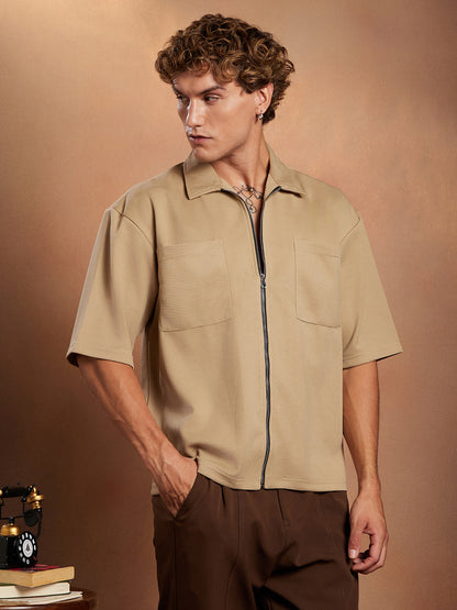 Waffle-Utility Oversized Shirt