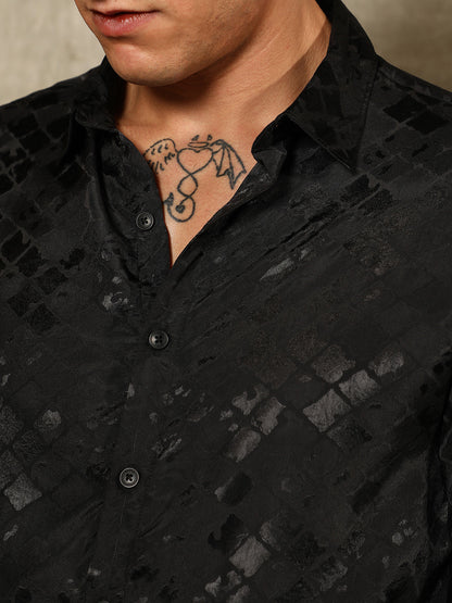 Noir-Cubic Textured Shirt