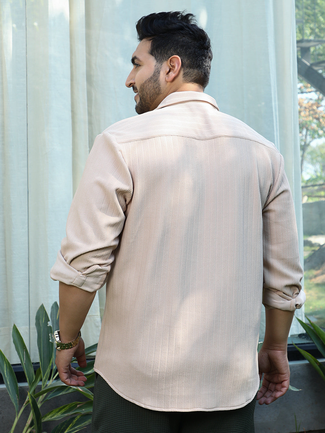 Chevron-Panel Tactile Shirt