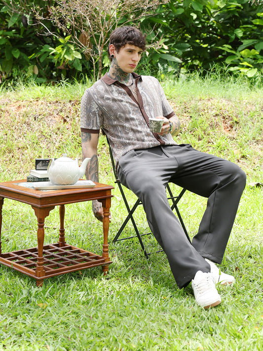 Folk Jacquard-Knit Polo Shirt