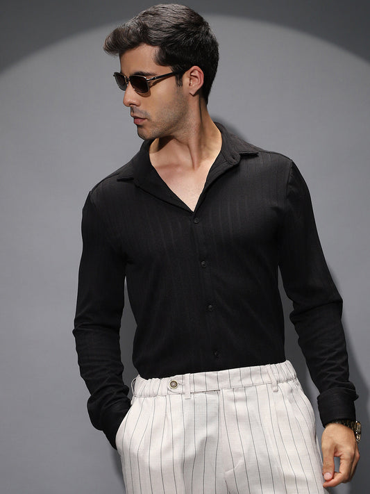 Chevron-Panel Tactile Shirt