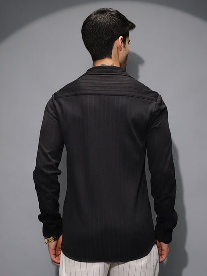 Chevron-Panel Tactile Shirt