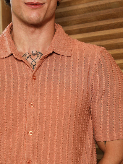 Cross-Stitch Stripe Knit Shirt