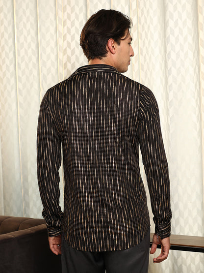 Metallic-Tendril Pleated Shirt