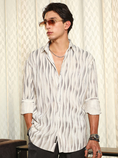 Metallic-Gradient Pleated Shirt