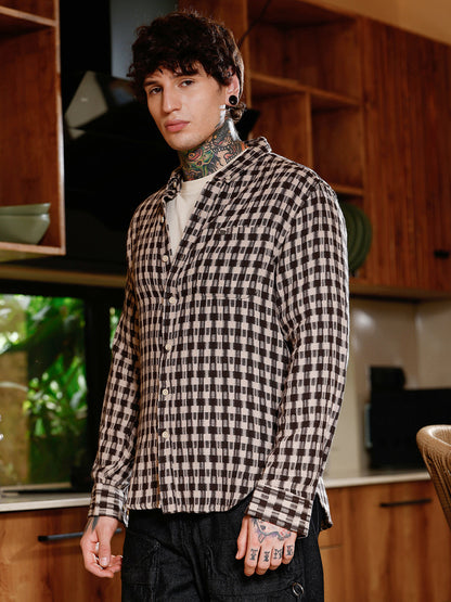 Hazy-Geometric Jacquard Shirt