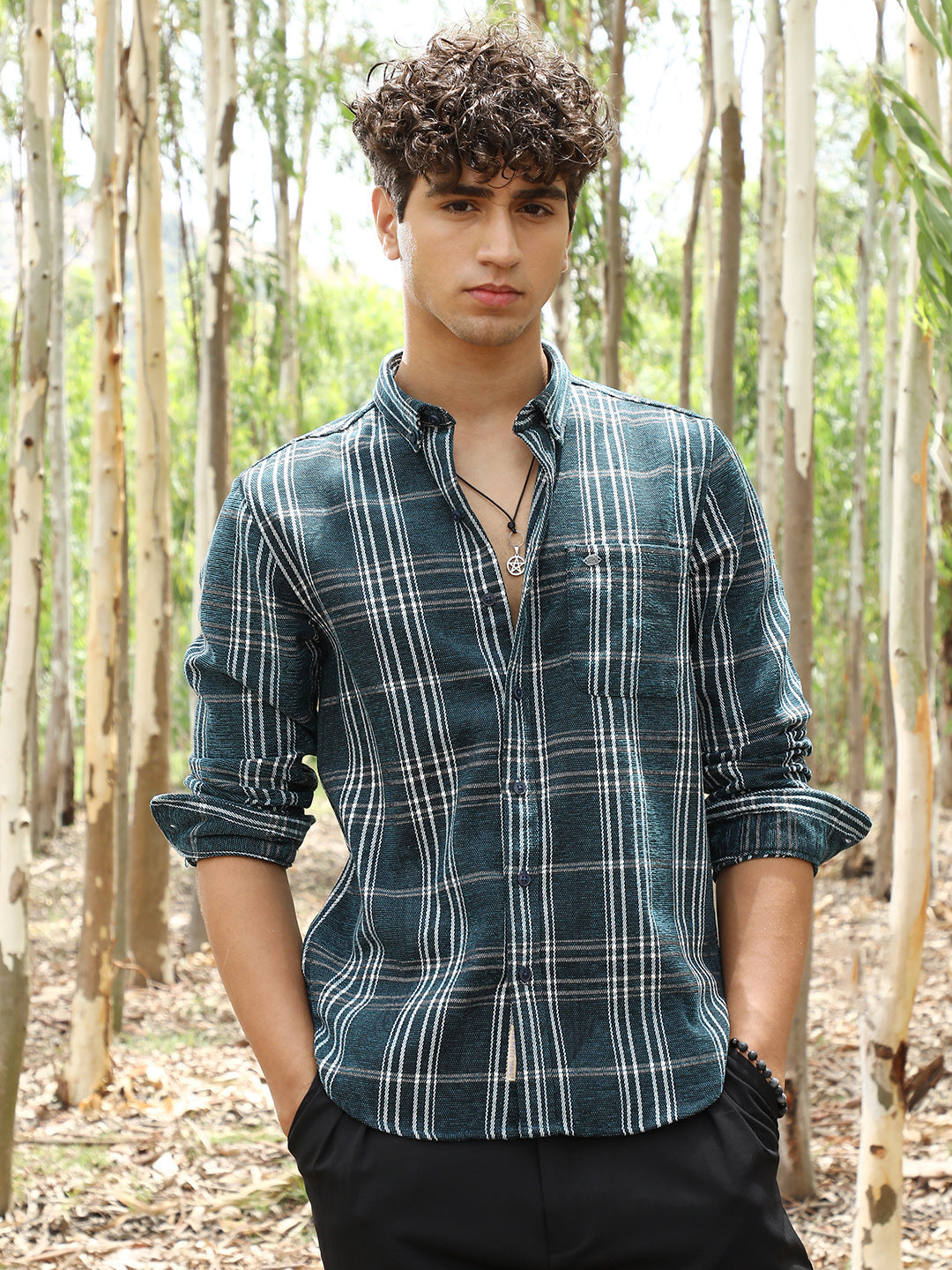 Plaid-Woven Regular Shirt