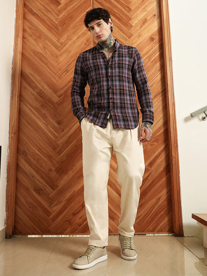 Purple Check Full Sleeve Shirt