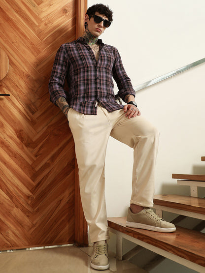 Purple Check Full Sleeve Shirt