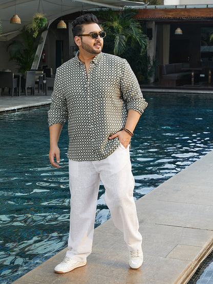 Motif-Block Regular Shirt