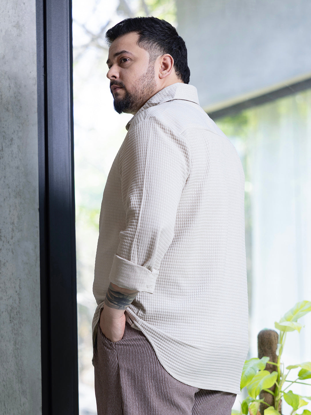 Grid-Textured Shirt