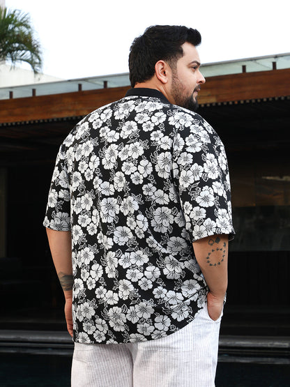 Bloom-Imprint Cuban-Polo Shirt