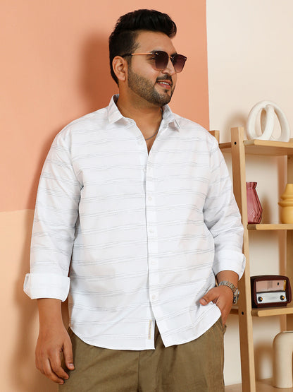 Horizontal Textured-Stripe Shirt