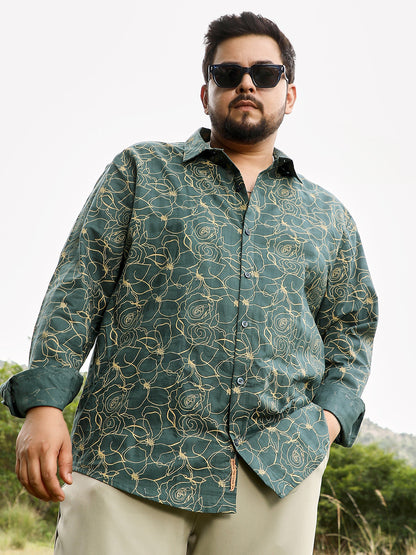 Roses-Lined Embroidered Shirt