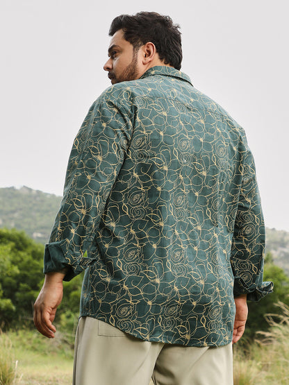Roses-Lined Embroidered Shirt