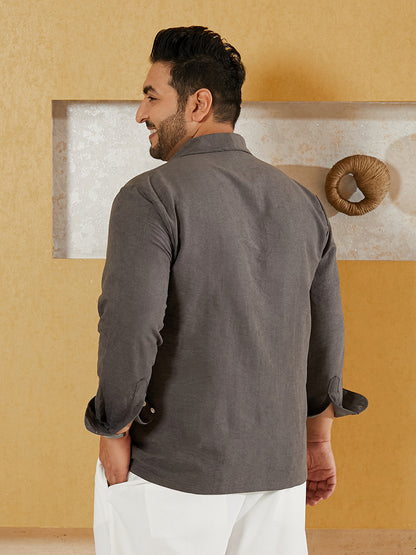 Solid Shawl Collar Relaxed Shirt
