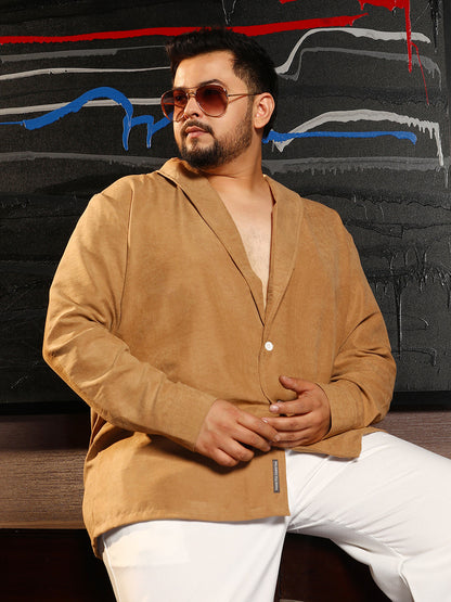 Solid Shawl Collar Relaxed Shirt