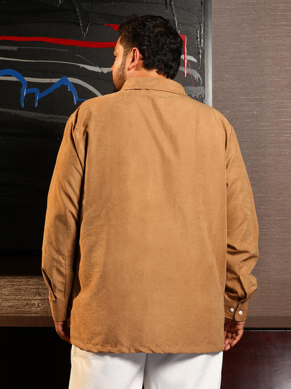 Solid Shawl Collar Relaxed Shirt