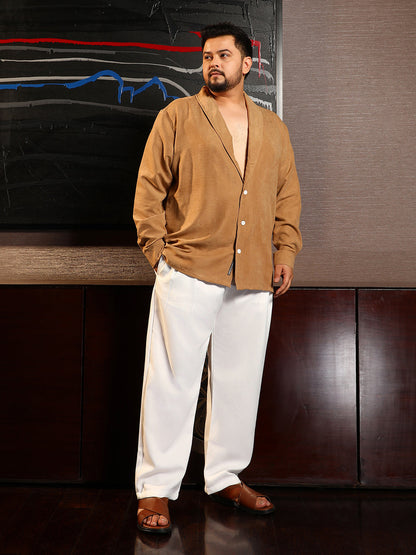 Solid Shawl Collar Relaxed Shirt