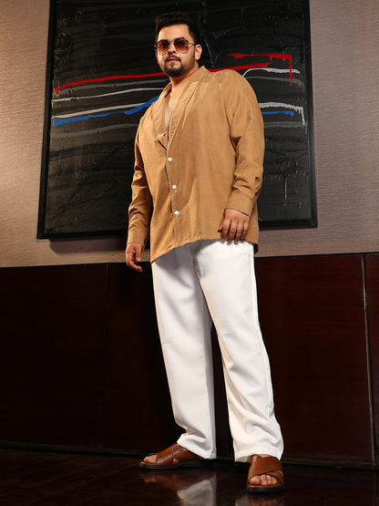 Solid Shawl Collar Relaxed Shirt