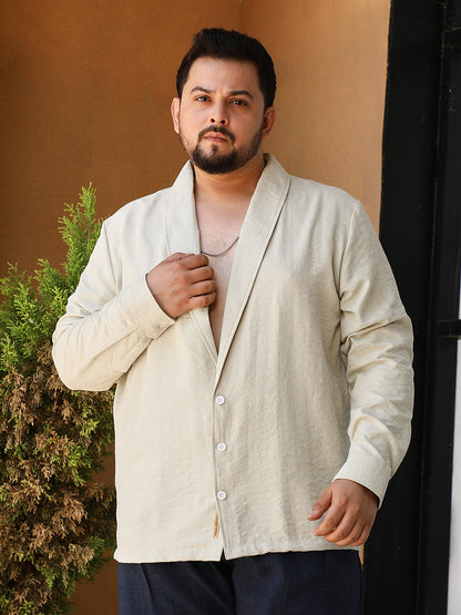 Solid Shawl Collar Relaxed Shirt