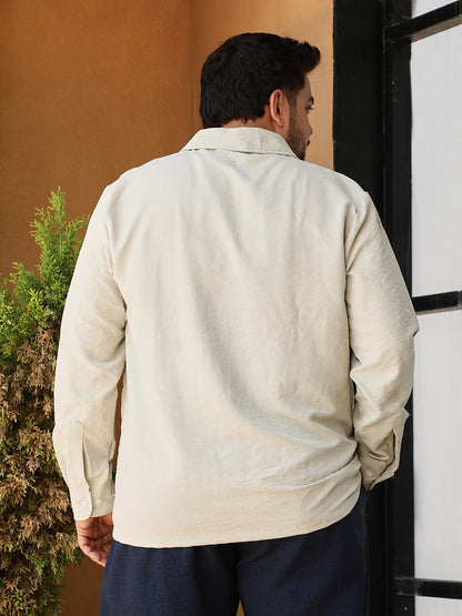 Solid Shawl Collar Relaxed Shirt