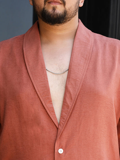 Solid Shawl Collar Relaxed Shirt