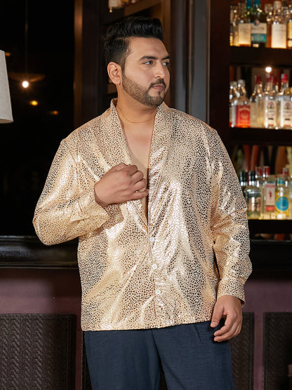 Metallic Shawl Collar Relaxed Shirt