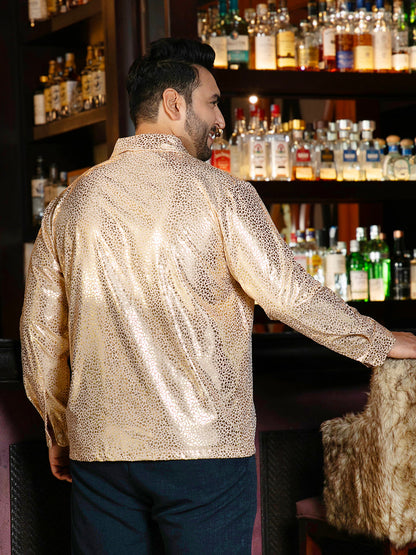 Metallic Shawl Collar Relaxed Shirt