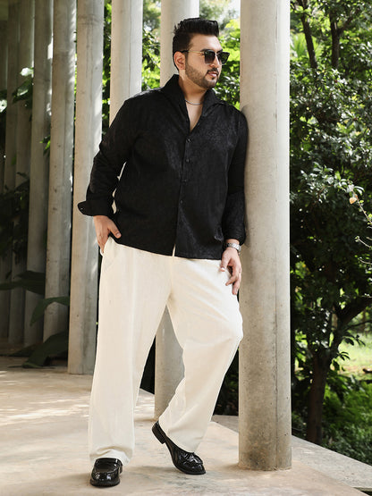 Floral-Jacquard Button-Down Relaxed Shirt