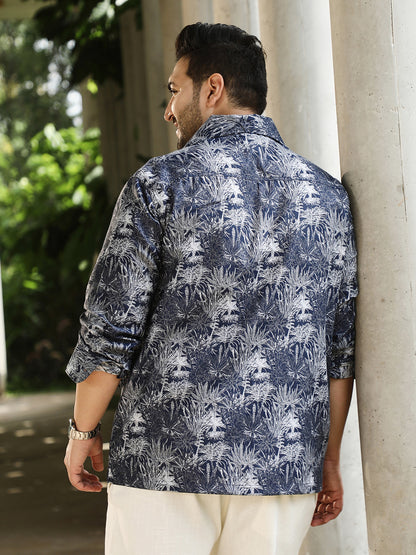 Foliage-Jacquard Button-Down Relaxed Shirt