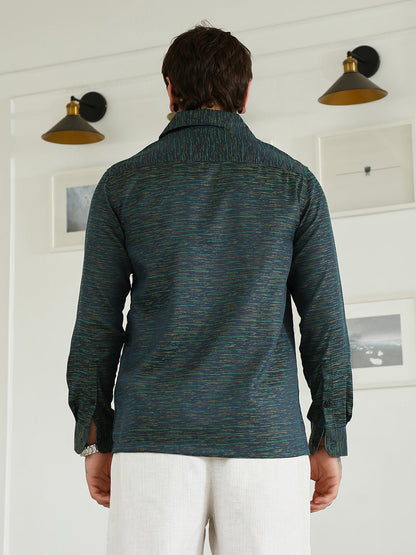 Textured Cotton Blend Slim Fit Shirt