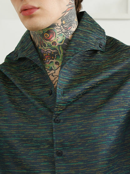 Textured Cotton Blend Slim Fit Shirt