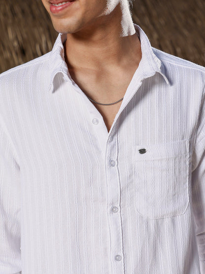 Rope-Stripe Jacquard Shirt