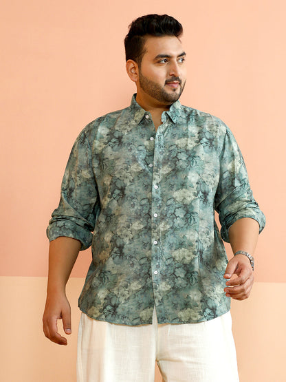 Floral-Strokes Print Shirt
