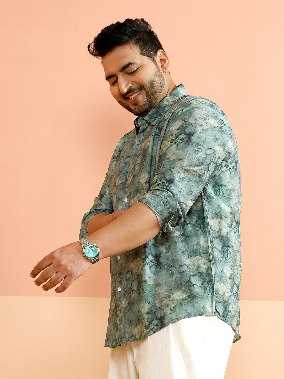 Floral-Strokes Print Shirt