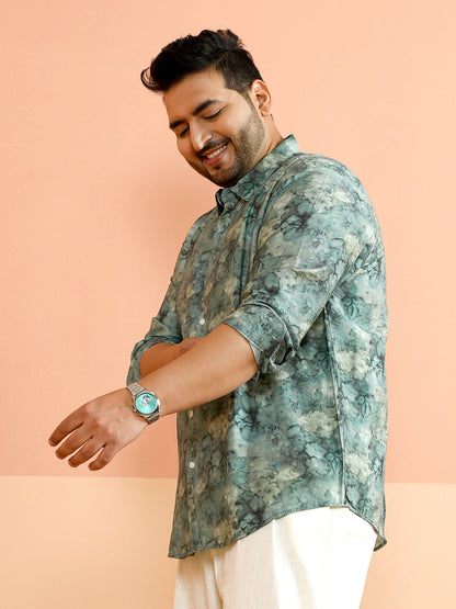 Floral-Strokes Print Shirt