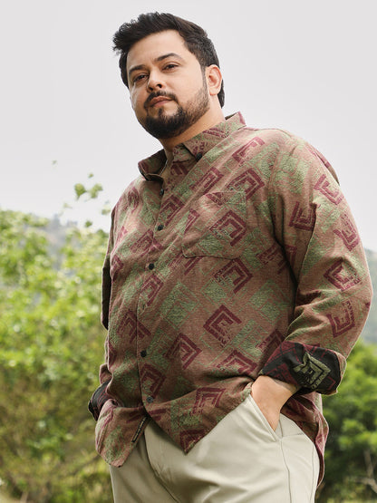Cubic-Stamp Jacquard Shirt