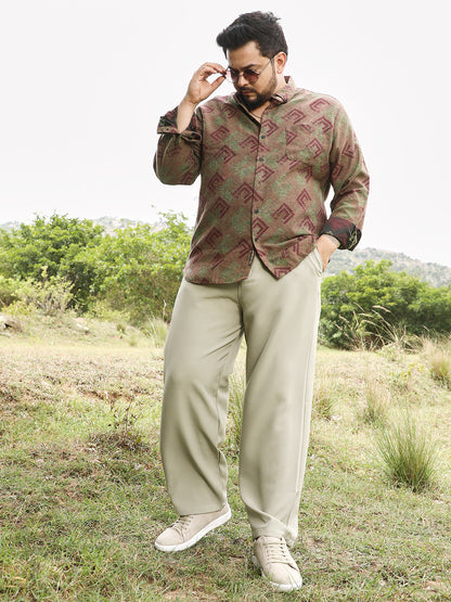 Cubic-Stamp Jacquard Shirt
