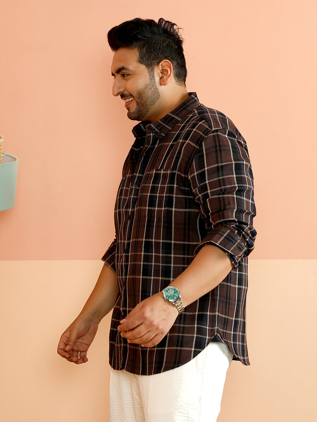 Button-Down Tartan-Woven Shirt
