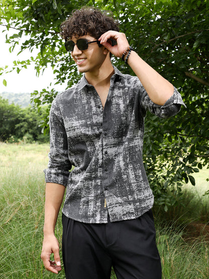 Contrast-Brushed Jacquard Shirt