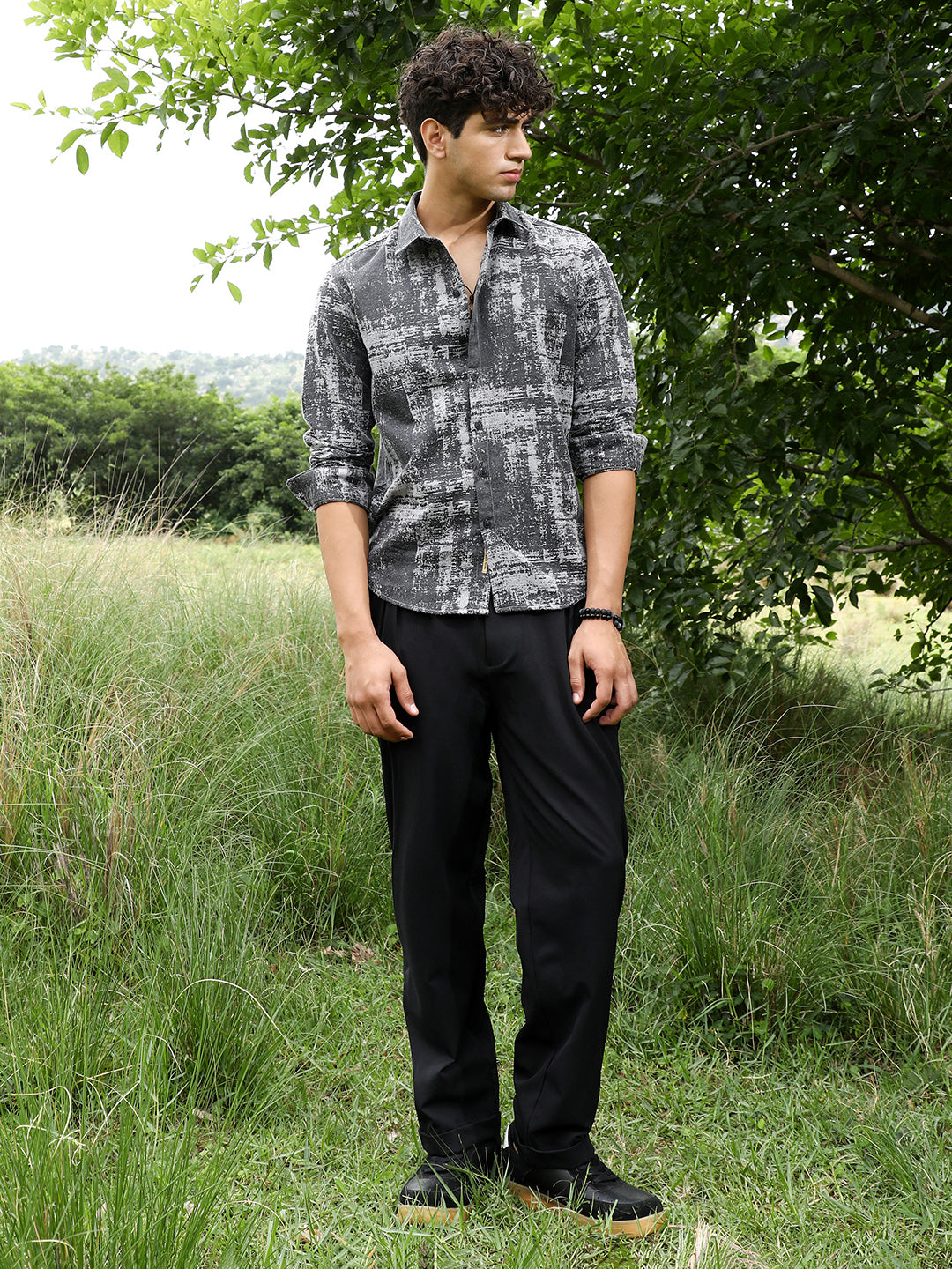 Contrast-Brushed Jacquard Shirt