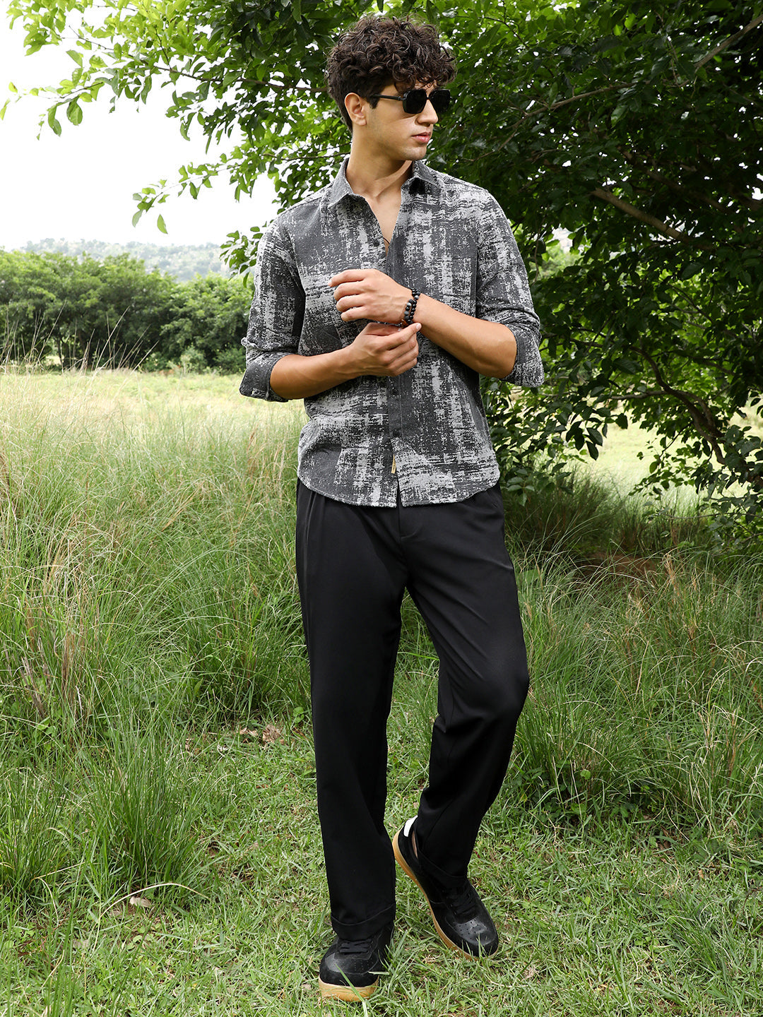 Contrast-Brushed Jacquard Shirt