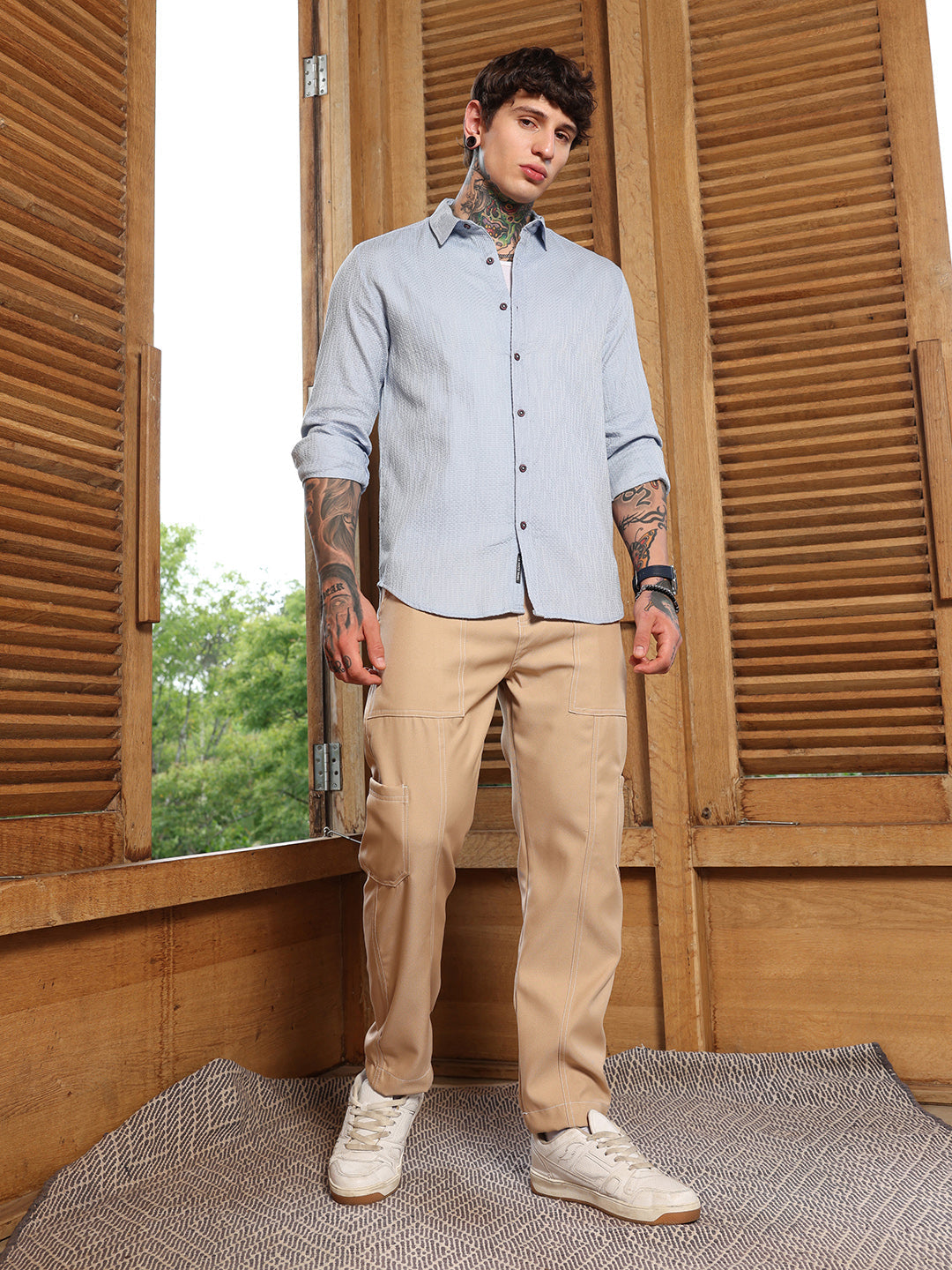 Lattice-Woven Shirt